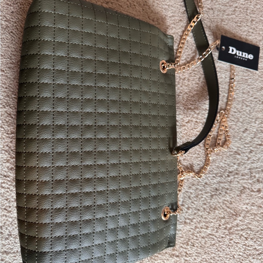 Dune London Quilted Chain-Strap Shoulder Bag in Olive Green - Picture 2 of 6